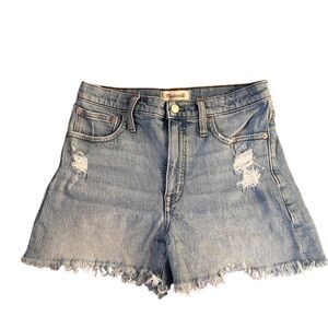 Madewell Jean Shorts Distressed High-Waisted - Med Wash - Size 27 -‎ 3.5” Inseam